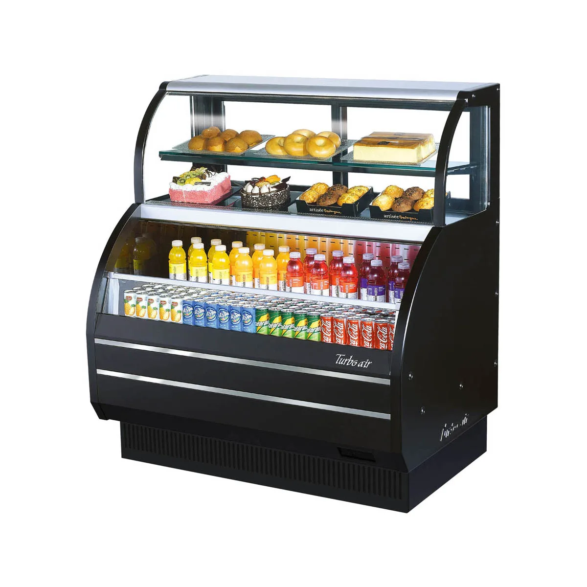Turbo Air TOM-W-50SB-N 50" Horizontal Combination Open Air Merchandiser in Black, Self-Contained
