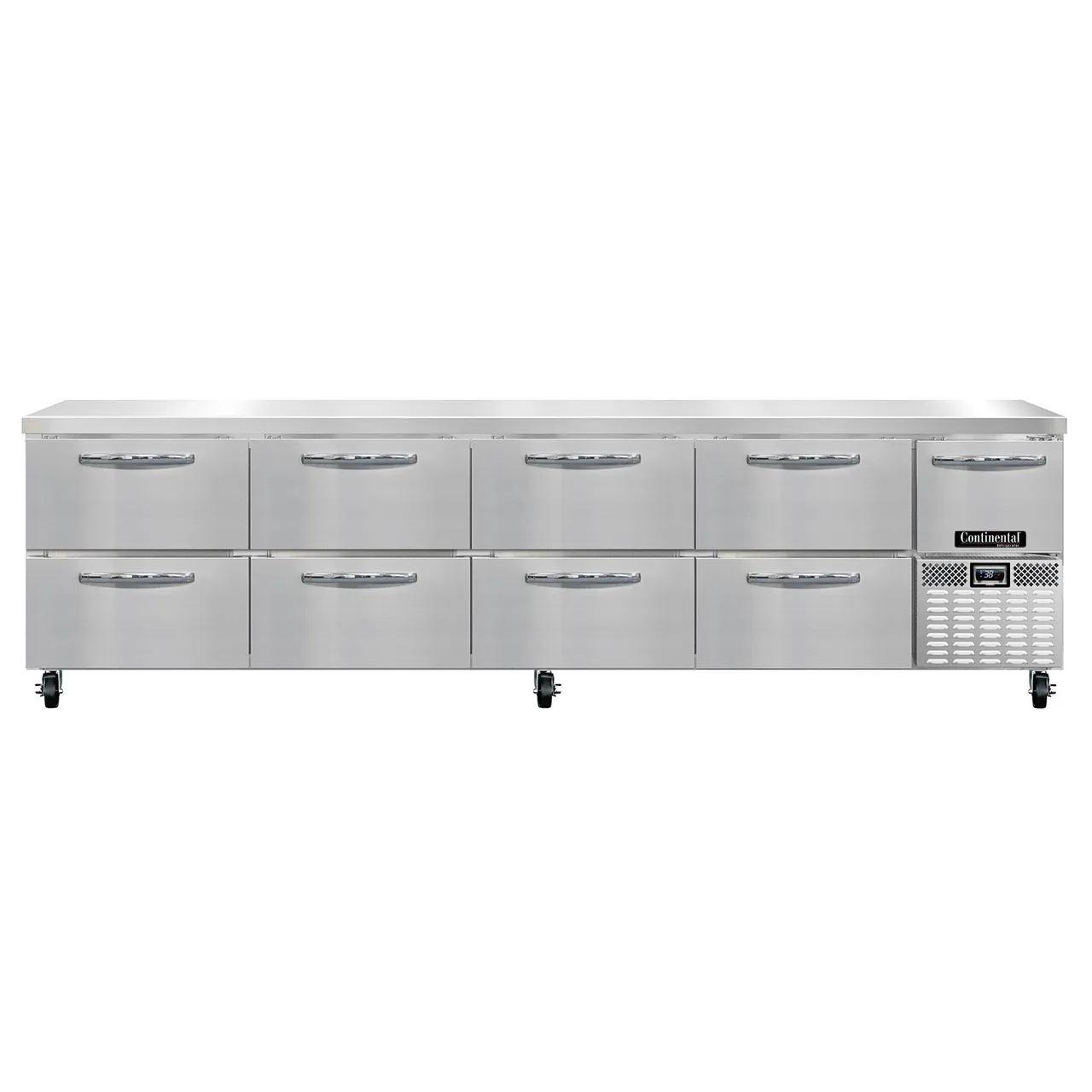 Continental Refrigerator RA118N-D 118" Worktop Refrigerator w/ 8 Drawers & 1 Half Doors