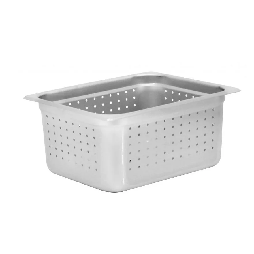 Omcan USA 85208 Steam Table Pan-1/2 Size, 10-3/8"x12-3/4"x6" Deep, Perforated 25-Gauge Stainless Steel NSF