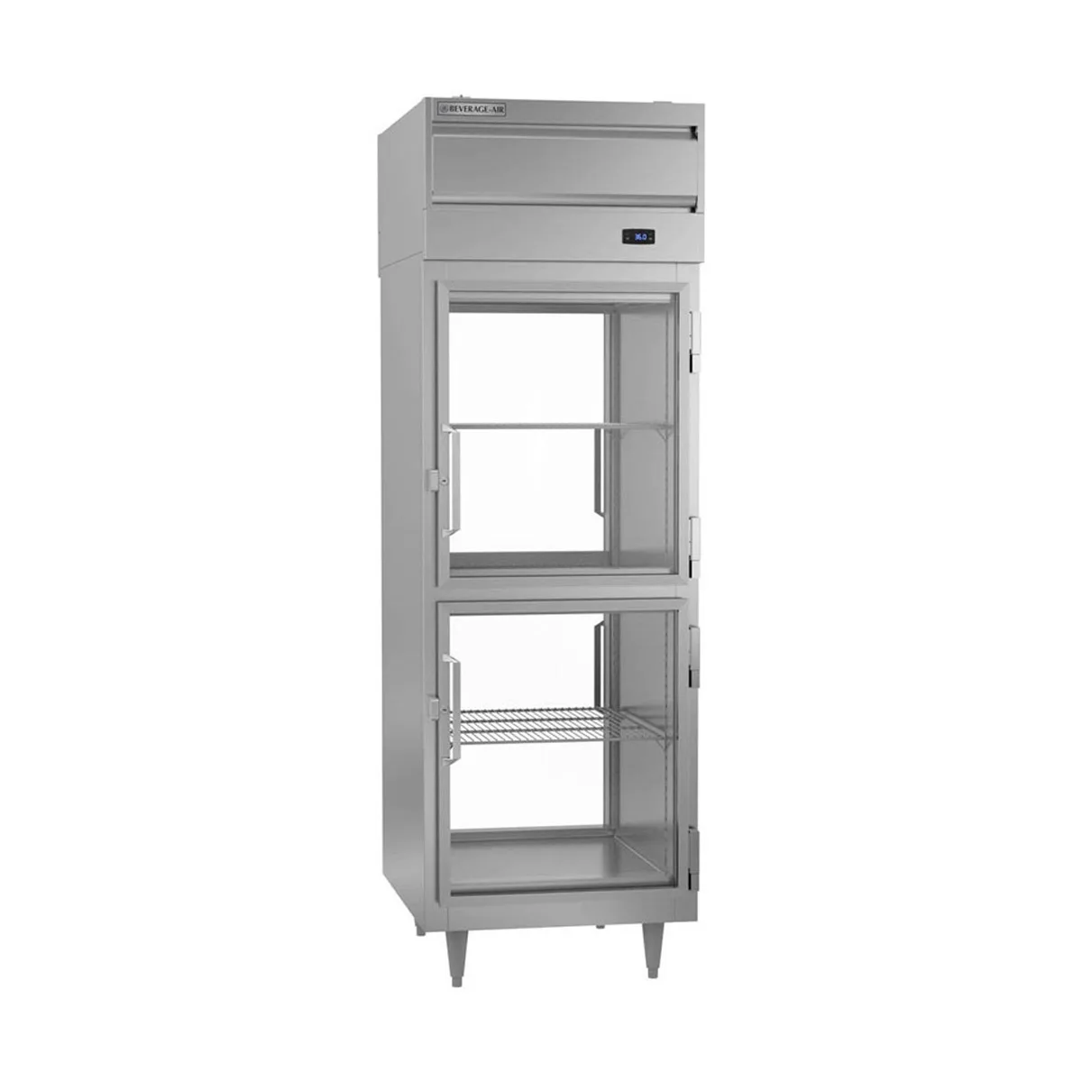 Beverage Air PRD1HC-1BHG 27" 1-Section Pass-Thru Refrigerator w/ 4 Glass Half Doors, Top Mounted, 23 cu. ft.