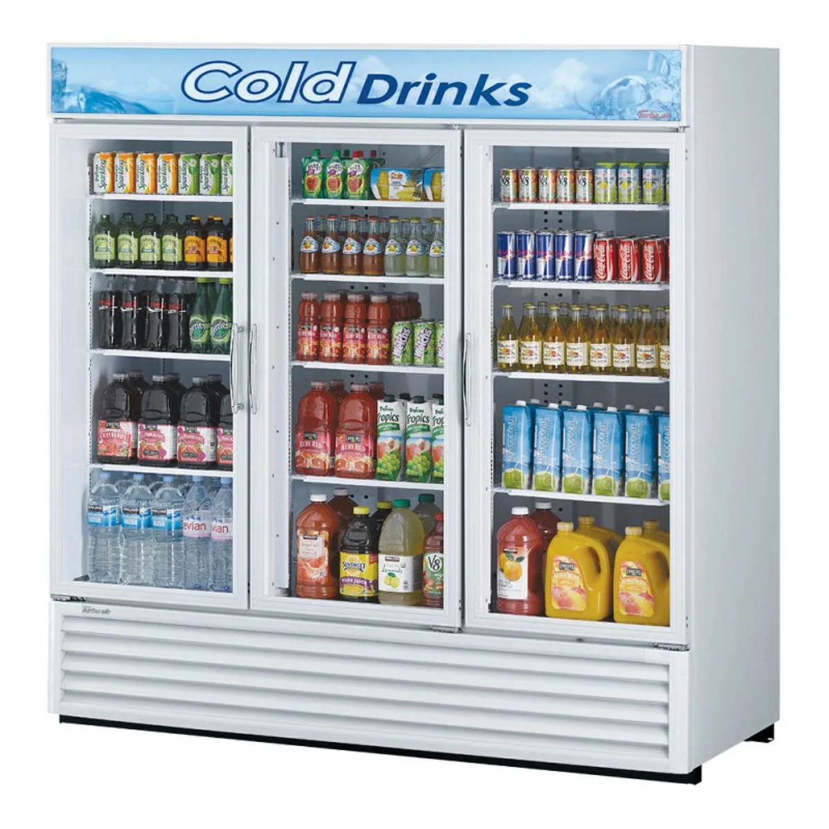 Turbo Air TGM-72RS(B)-N 78" 3-Glass Door Merchandiser Refrigerator, 68 cu. ft., Black, ENERGY STAR®
