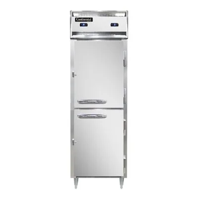 Continental Refrigerator D1RFSNSSHD 26" 1-Section Reach-In Refrigerator Freezer Combo w/ 2 Half Solid Doors