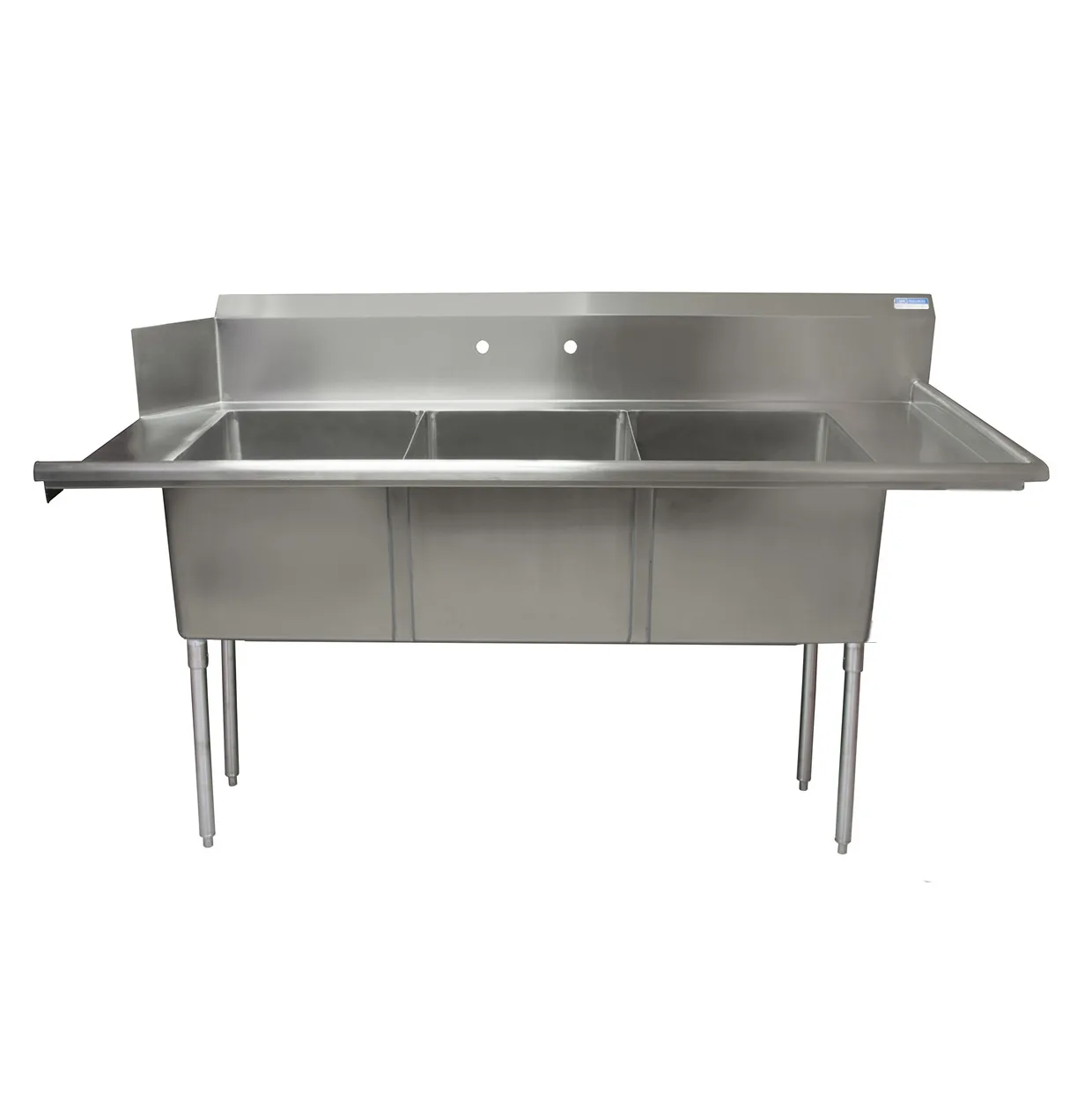 BK Resources BKSDT-3-1820-14-RS 72" Dishtable with Potsinks, Right Drainboard, 3 Bowls, Soiled