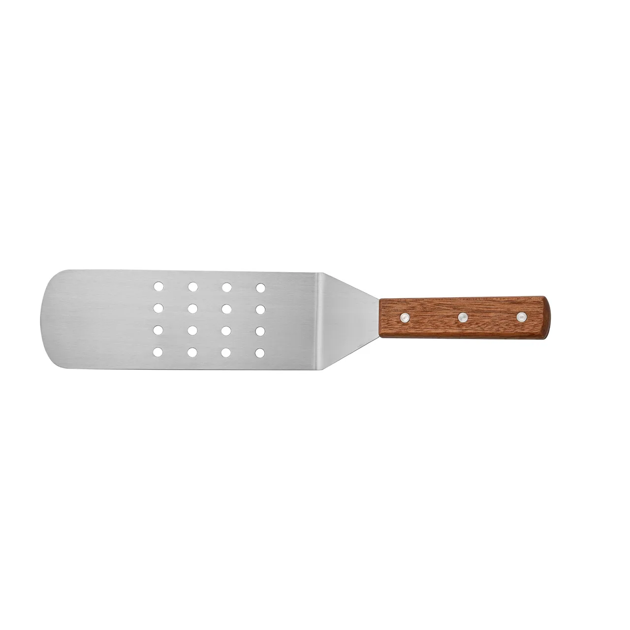 CAC China TNRW-PF83 Stainless Steel Turner, 8.25", Perforated, Wooden Handle