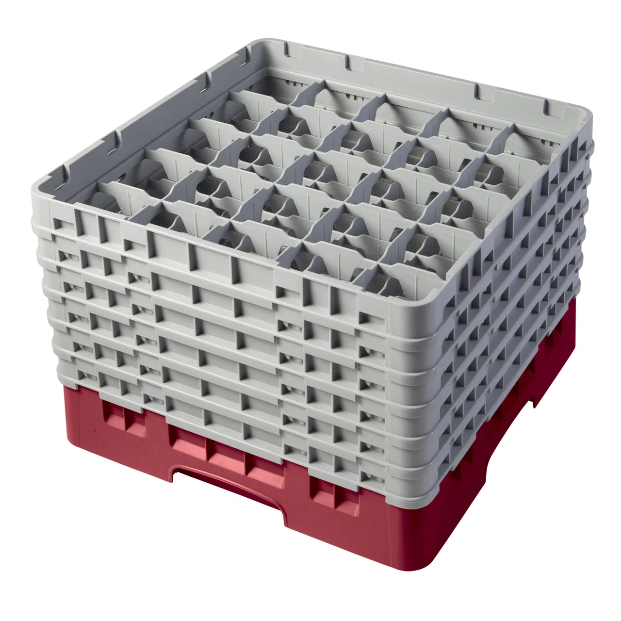 Cambro 25S1114416 Camrack Glass Rack, Full Size, 19-3/4 x 19-3/4, 25 Compartments, Cranberry Red, HACCP Compliant
