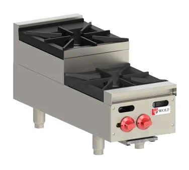 Wolf AHP212U 12" Countertop Step-Up Gas Hotplate with (2) Burners, Manual Controls, 60.000 BTU
