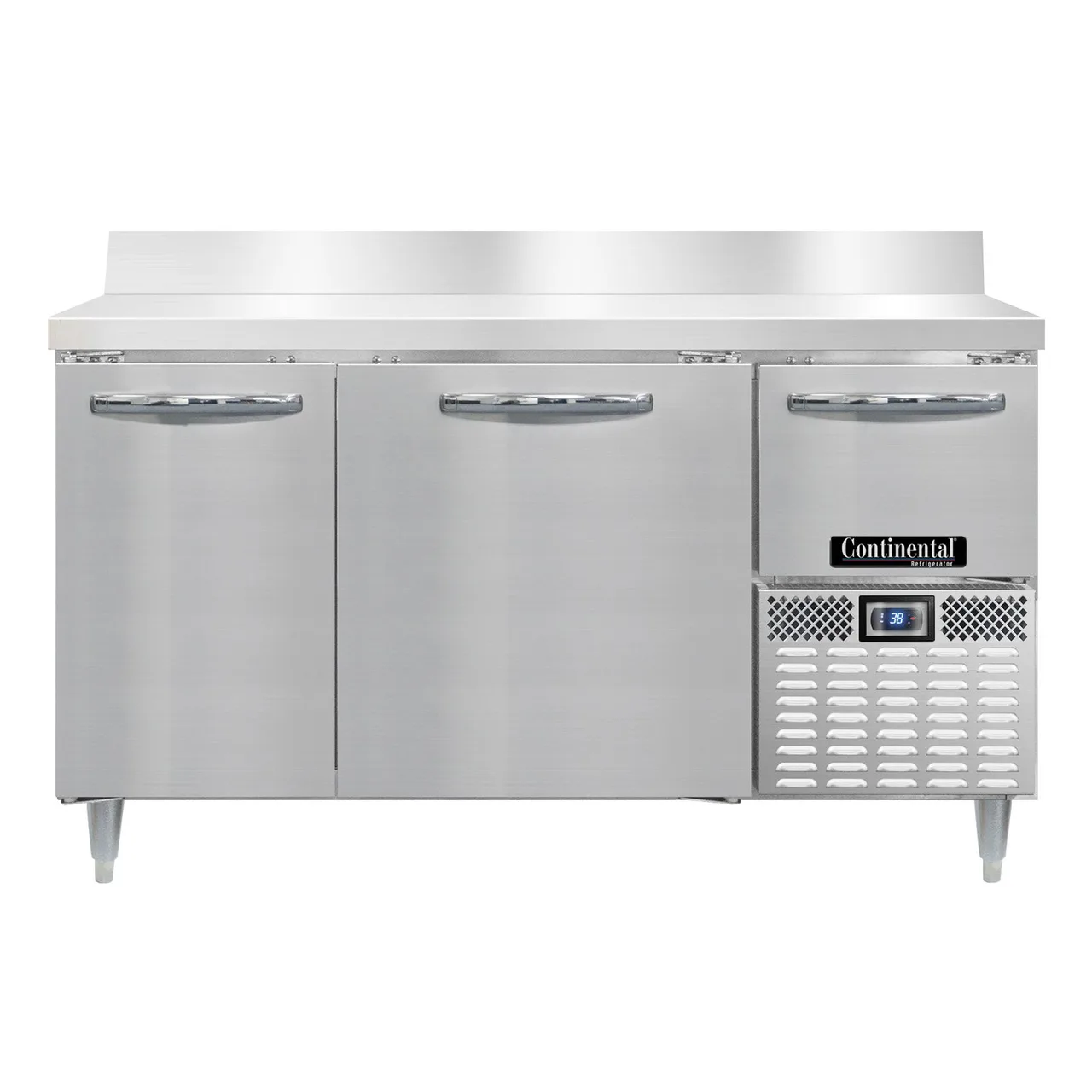 Continental Refrigerator DRA60NSSBS 60" Worktop Refrigerator w/ 2 Full & 1 Half Doors