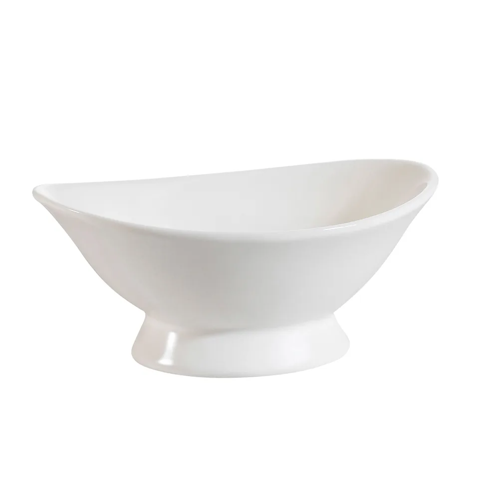 CAC China OBF-9 Accessories Bowl - 16 oz Bone Porcelain Oval, 8-3/4"L x6-1/2"W x3-1/2"H - Dozen