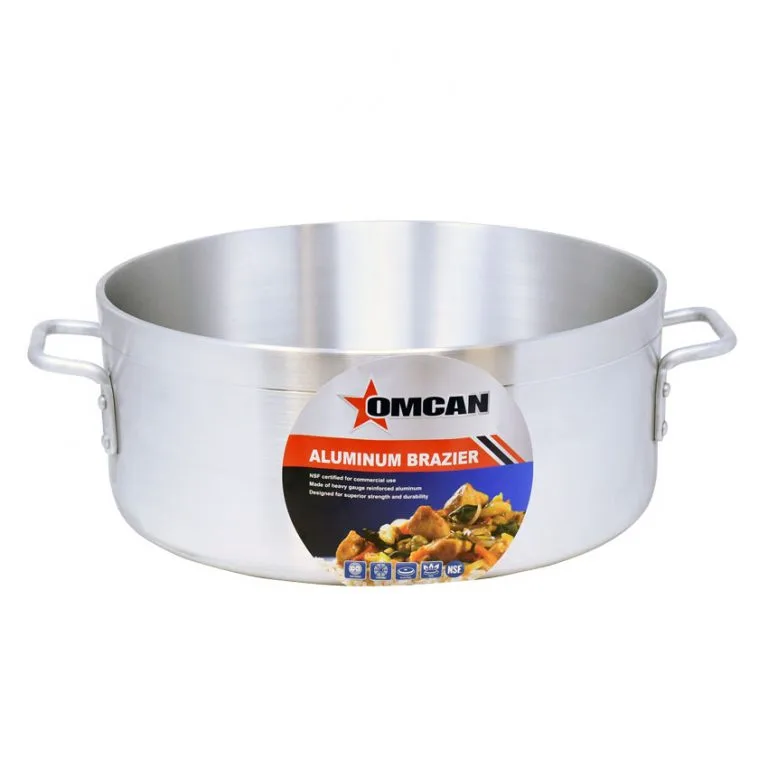 Omcan USA 43359 Brazier Pan, 20-Qt 16" Diameter x 5-1/2" Deep Stainless Steel Cover, NSF