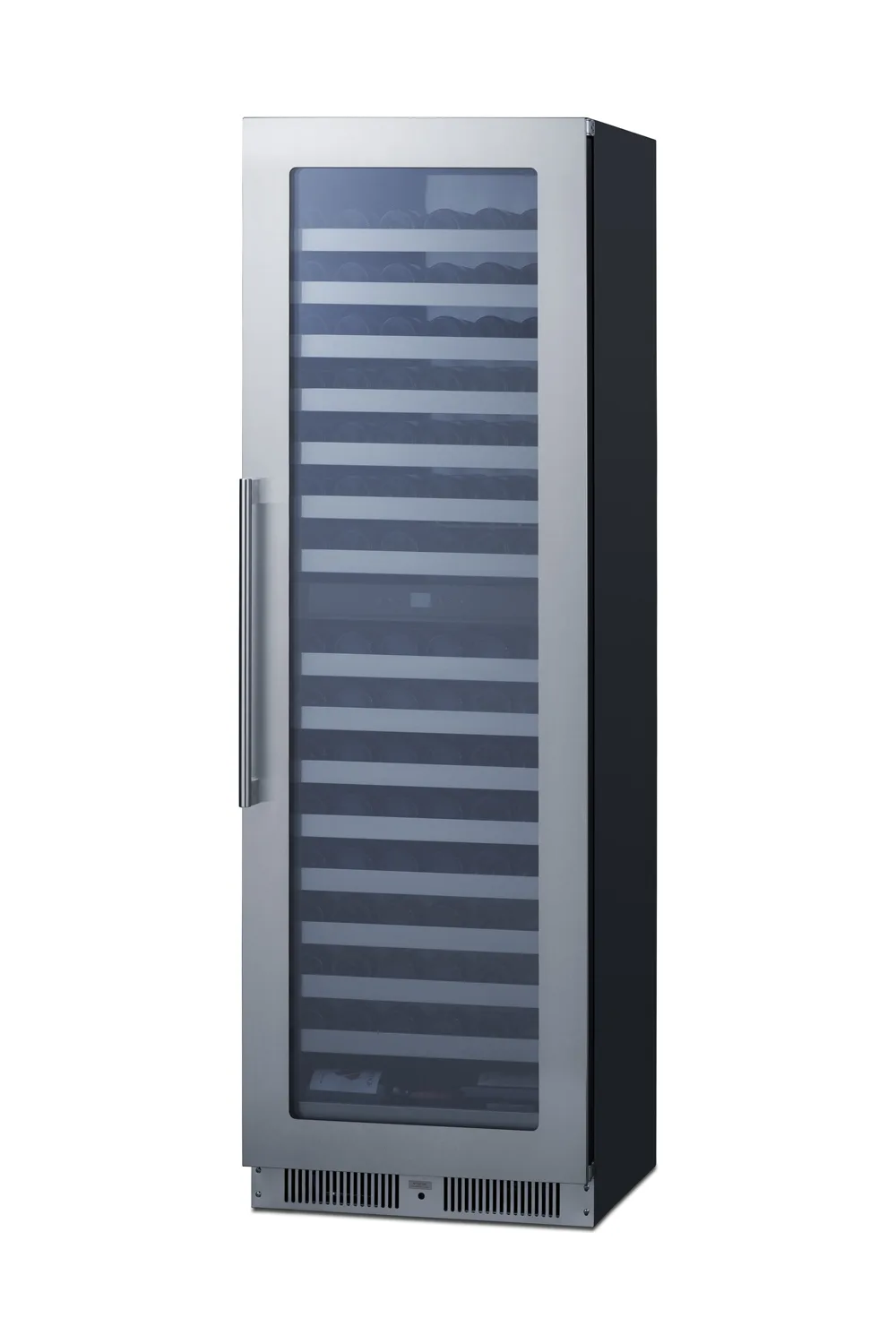 Summit SDHWC98 Dual‑Zone Wine Cooler, Black Cabinet, Trimmed Glass Door, 16 Shelves, LED, 115V R600a