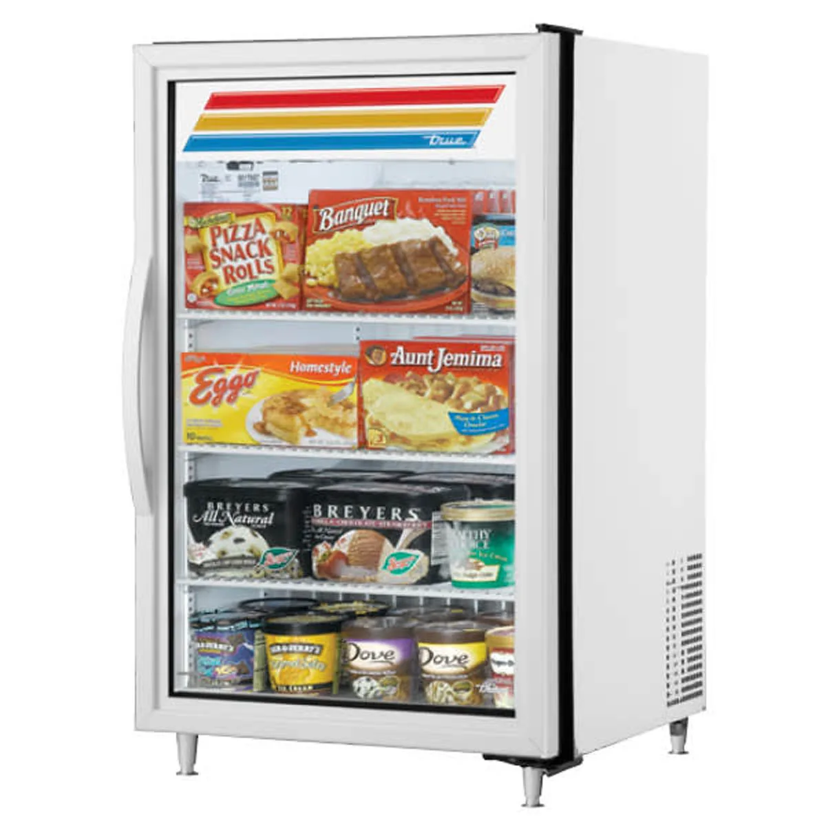 True GDM-07F-HC~TSL01 24" Countertop Swing Glass Door Freezer in White, 1/4 hp