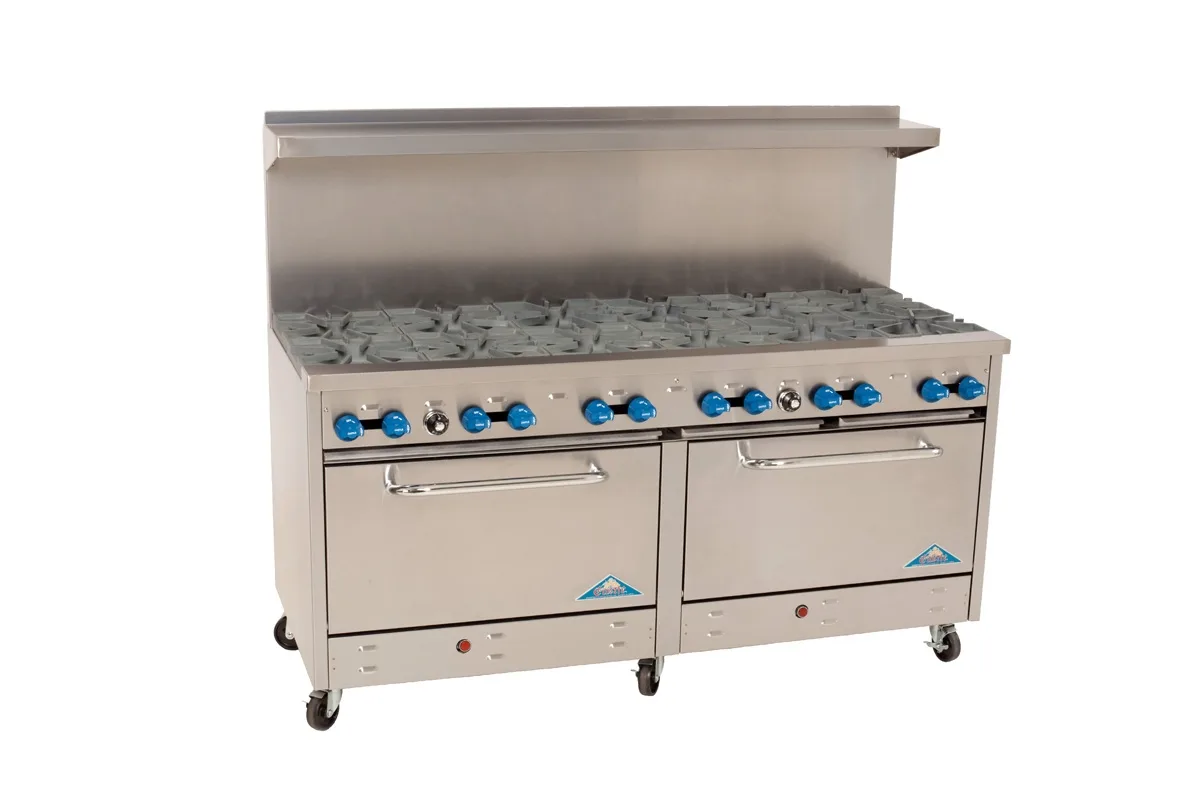 Comstock-Castle 2F330 72" Gas Restaurant Range w/ (12) Open Burners, (2) Standard Ovens, 408.000 BTU