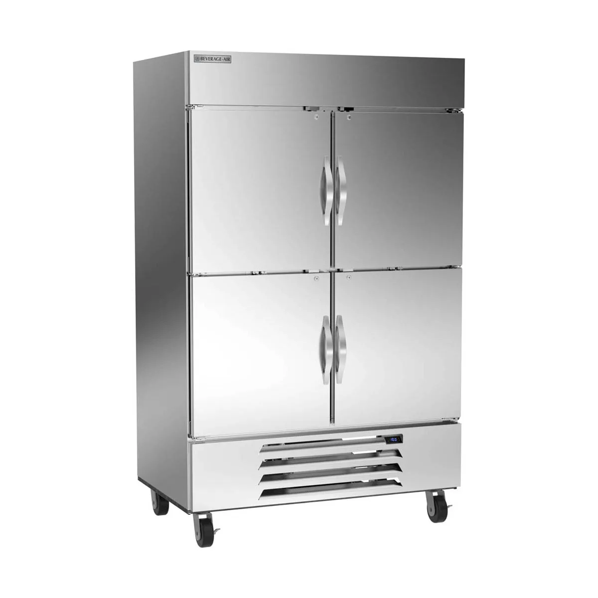 Beverage Air HBF49HC-1-HS 52" 4-Half Solid Door Reach-In Freezer, Bottom Mounted, 46.2 cu. ft., Stainless Steel