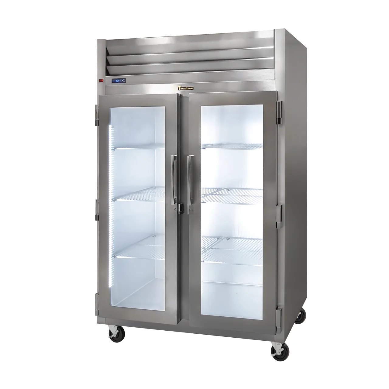 Traulsen G27017P 52" 2-Section Pass-Thru Refrigerator w/ 4 Glass-Solid Doors (right/right hinged), 49.75 cu. ft.