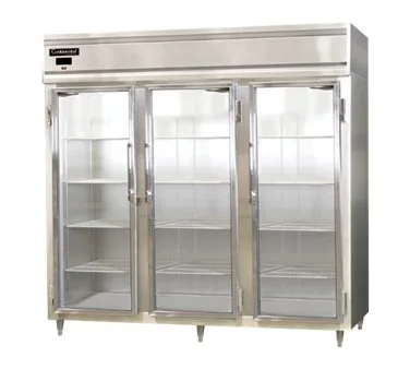 Continental Refrigerator D3RENSSGD 85" 3-Section Reach-In Refrigerator w/ 3 Glass Doors, All Stainless Steel, 75 cu. ft.