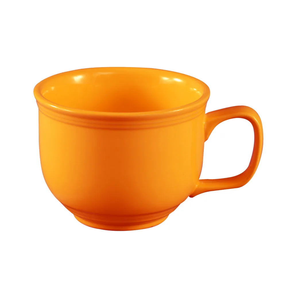 CAC China TG-318-TNG Tango Cup, 18 oz 4‑5/8" Dia x 3‑1/2" H Embossed Porcelain Tangerine - 1 Dozen