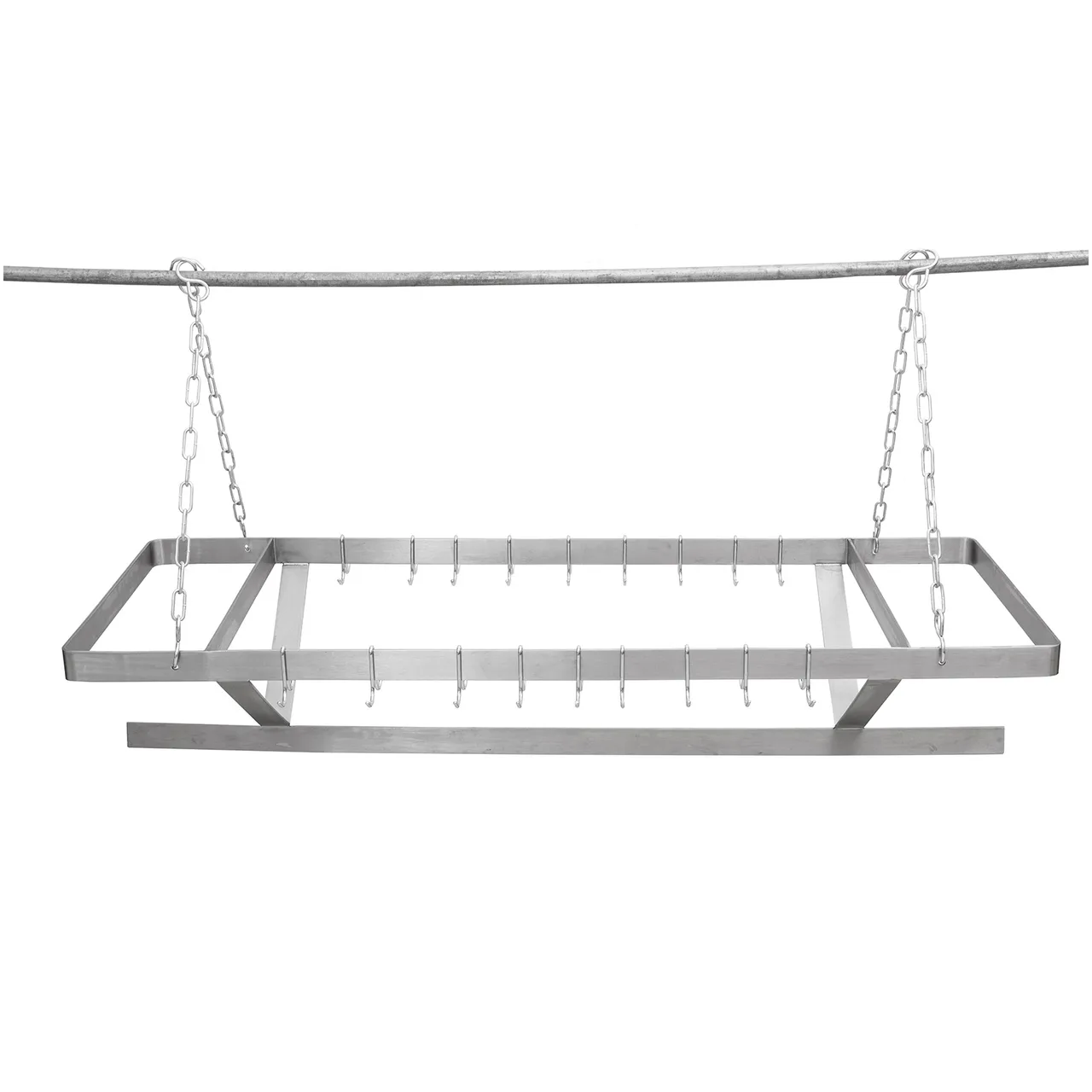 Sapphire Manufacturing SM-CR60, 60" Stainless Steel Triple Bar Ceiling Mounted Pot Rack with 18 Double Hooks