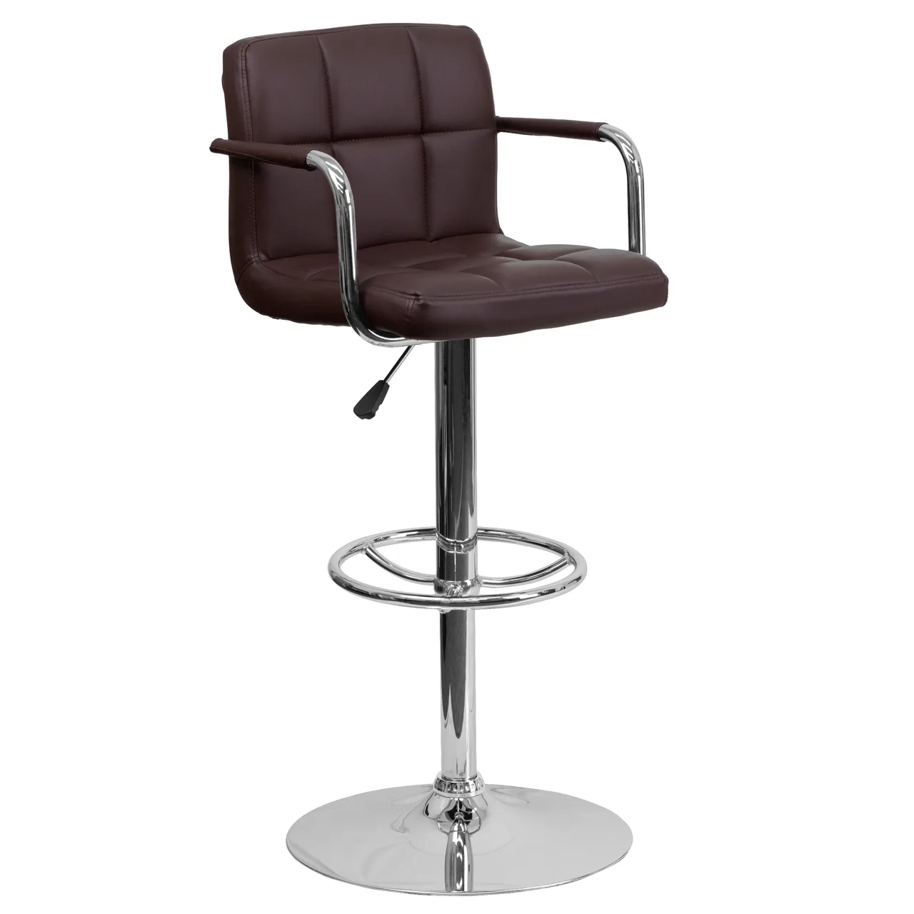 Flash Furniture CH-102029-BRN-GG Swivel Bar Stool with Upholstered Quilted Back & Seat, Brown Vinyl, Adjustable Height