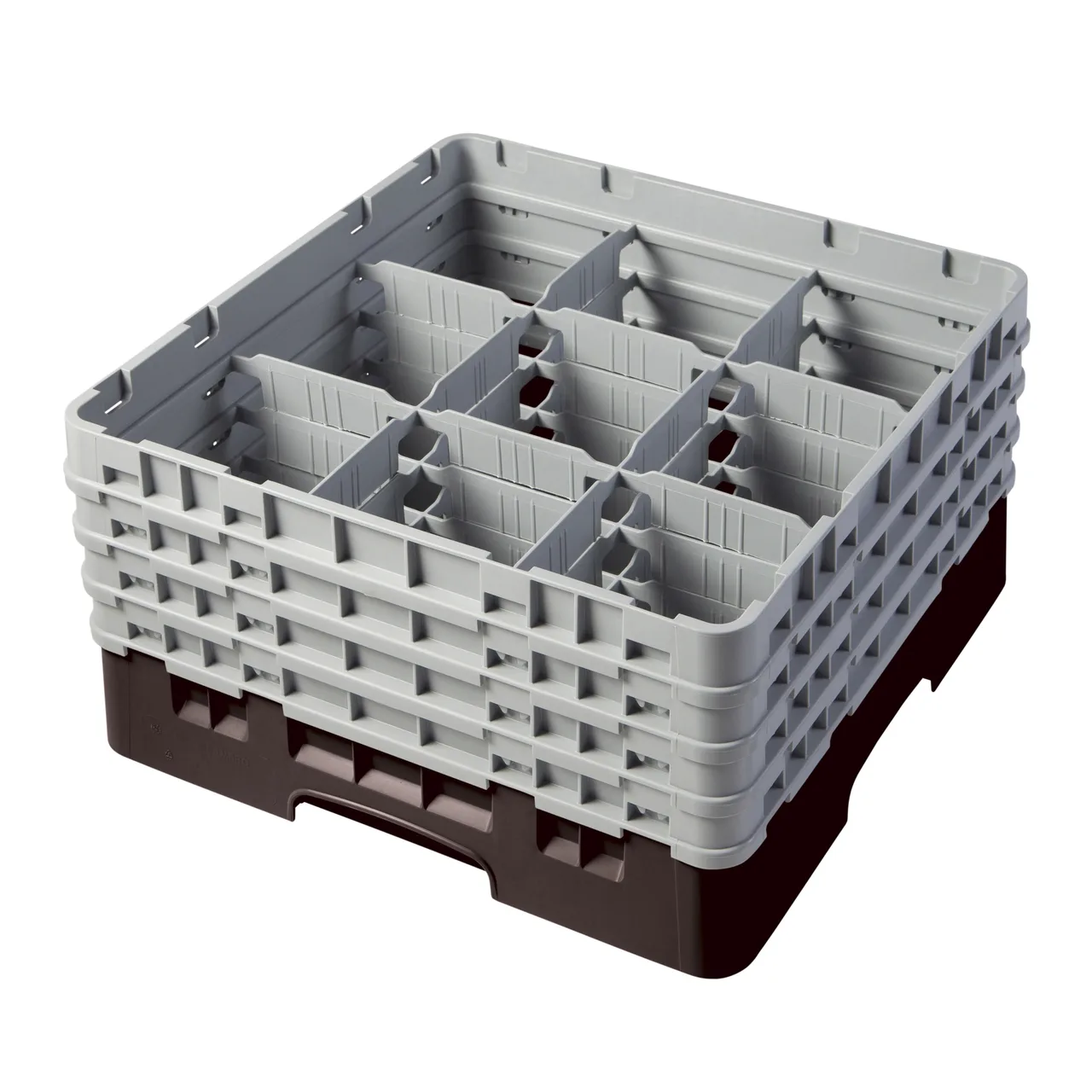 Cambro 9S800167 Camrack Glass Rack, Full Size, Brown, 19-3/4 x 19-3/4 x 10-1/2, 9 Compartments, 5-7/8 Max Dia, HACCP Compliant