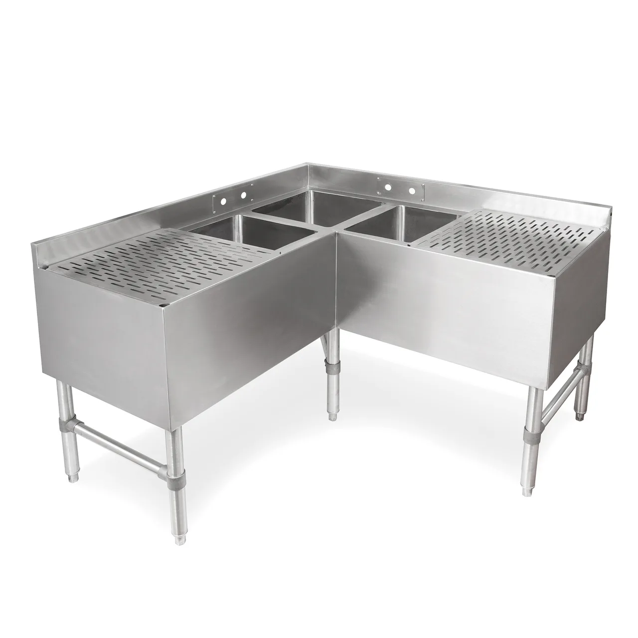 John Boos UBS3C-1848-2D18-X 48" Corner Underbar Sink Units, 3 Comp. with 2 Drainboards - Flyer