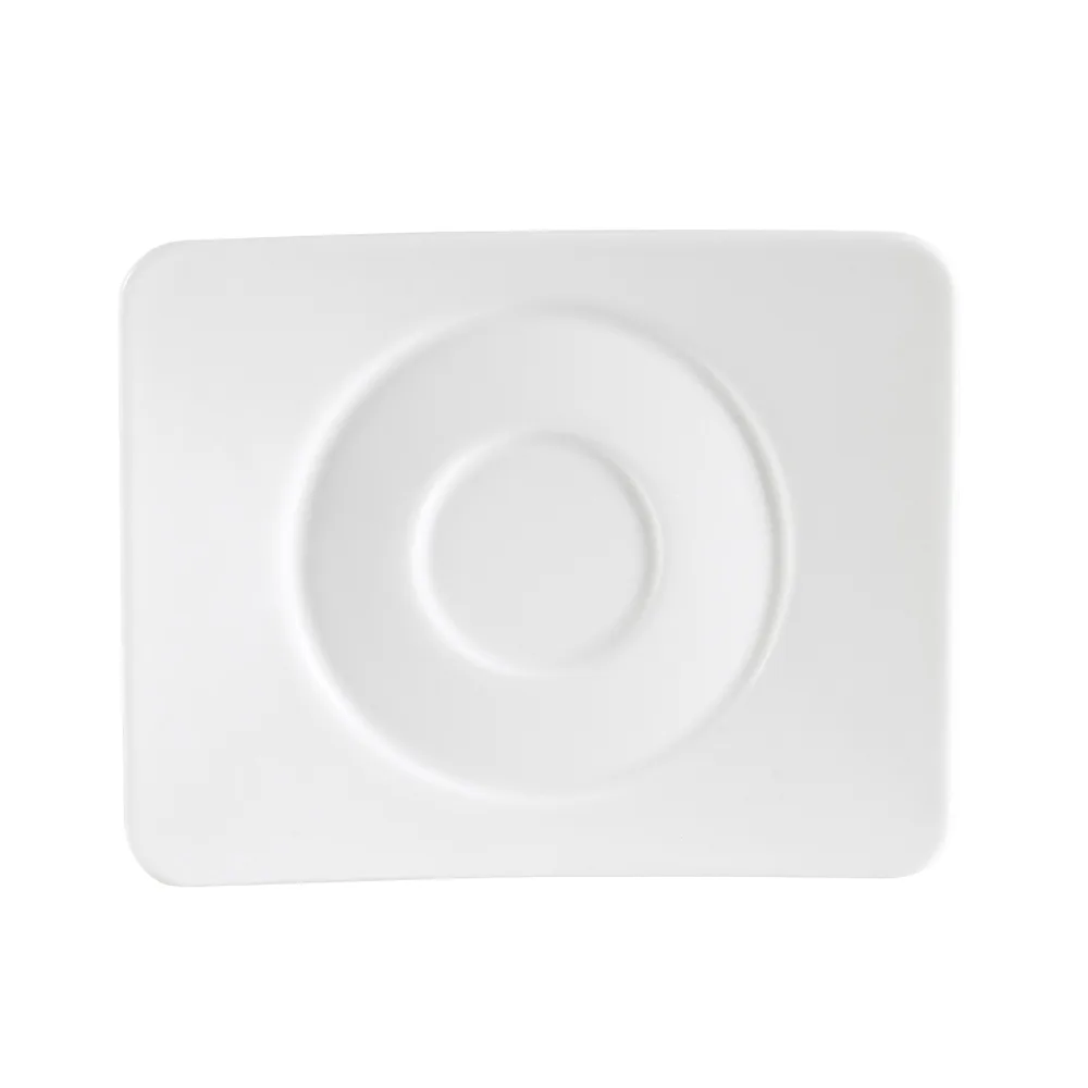 CAC China MDN-2 Porcelain Saucer, 5-3/4" L x 4-1/2" W x 1/2" H, White, Dishwasher Safe - 1 Dozen