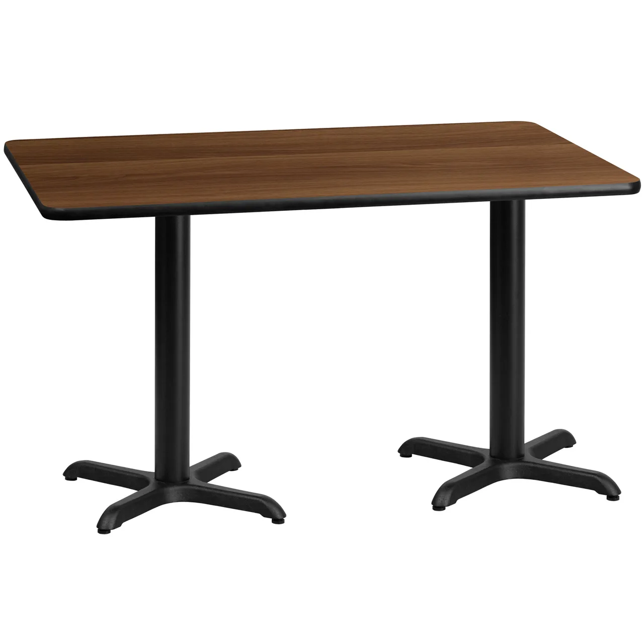 Flash Furniture XU-WALTB-3060-T2222-GG 60"W Rectangular Dining Table, Walnut Laminate, Black PVC Edge, 30"H