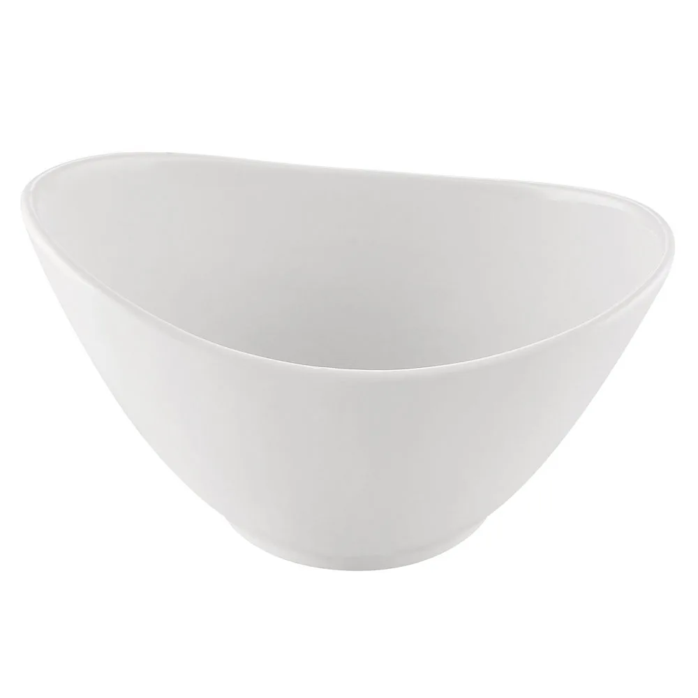 CAC China MX-OV10 White Porcelain Salad Bowl 48 oz (1-1/2 qt) 9-3/8" L x 6" W x 5" H - Dozen