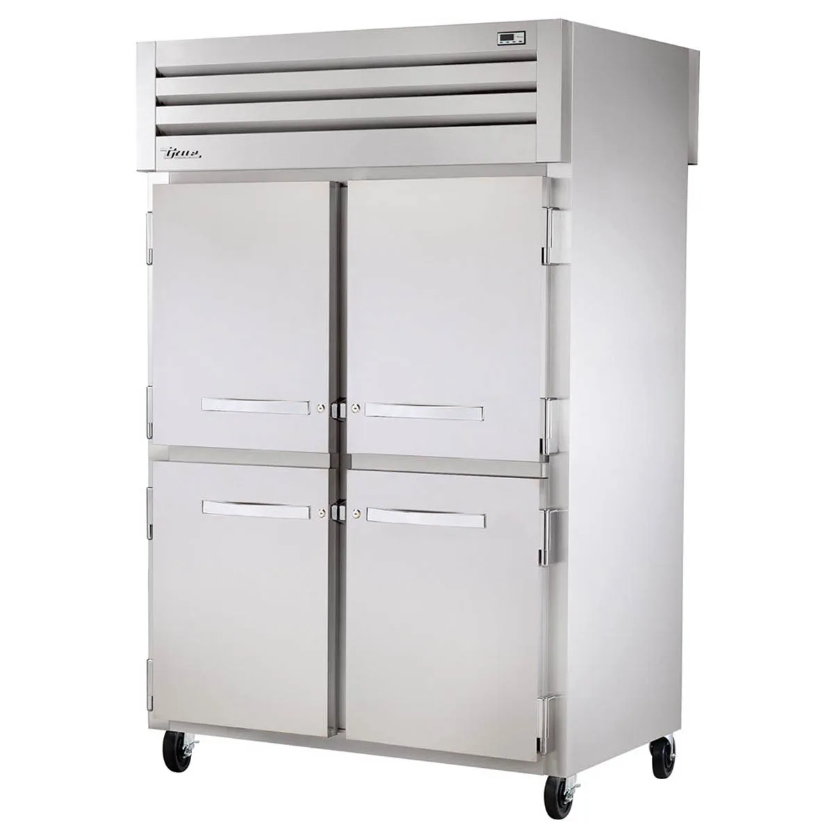 True STR2DT-4HS-HC 52" 2-Section Reach-In Refrigerator Freezer Combo w/ 4 Half Solid Doors, All Stainless Steel