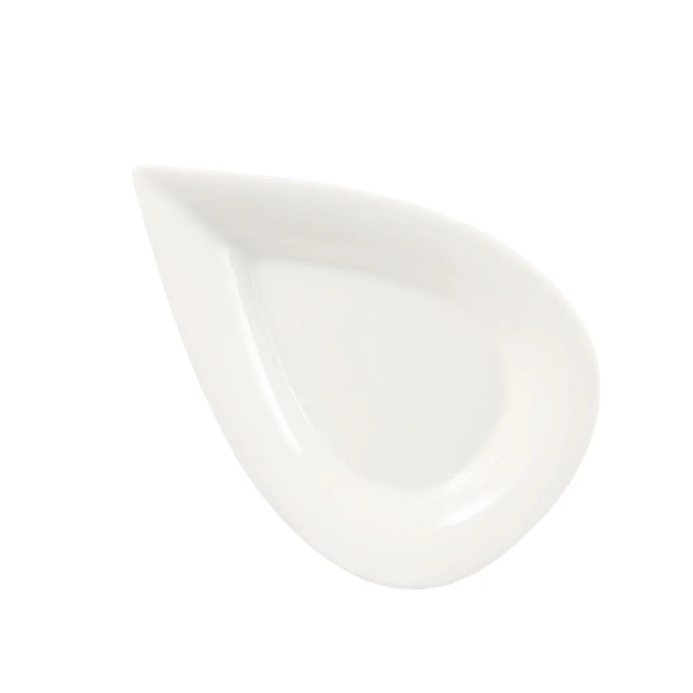 CAC China DOT-10 Accessories Plate – 10" x 6-3/8" x 1-1/4", Teardrop Porcelain, Super White – 1 Dozen