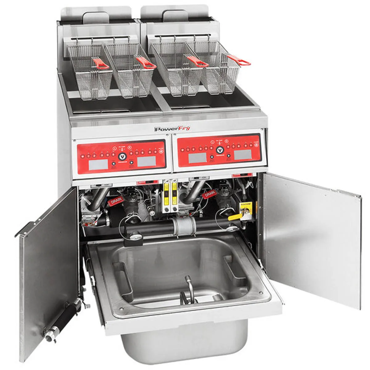 Vulcan 2VK45CF 31" Powerfry5™ Multiple Battery Gas Fryer w/ (2) 50 lbs, Frypots, Filtration System