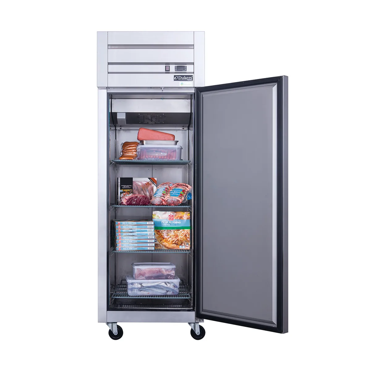 Dukers Appliance Co D28AF 28" 1-Solid Door Reach-In Freezer, Top Mounted, Stainless Steel, 18 cu. ft.