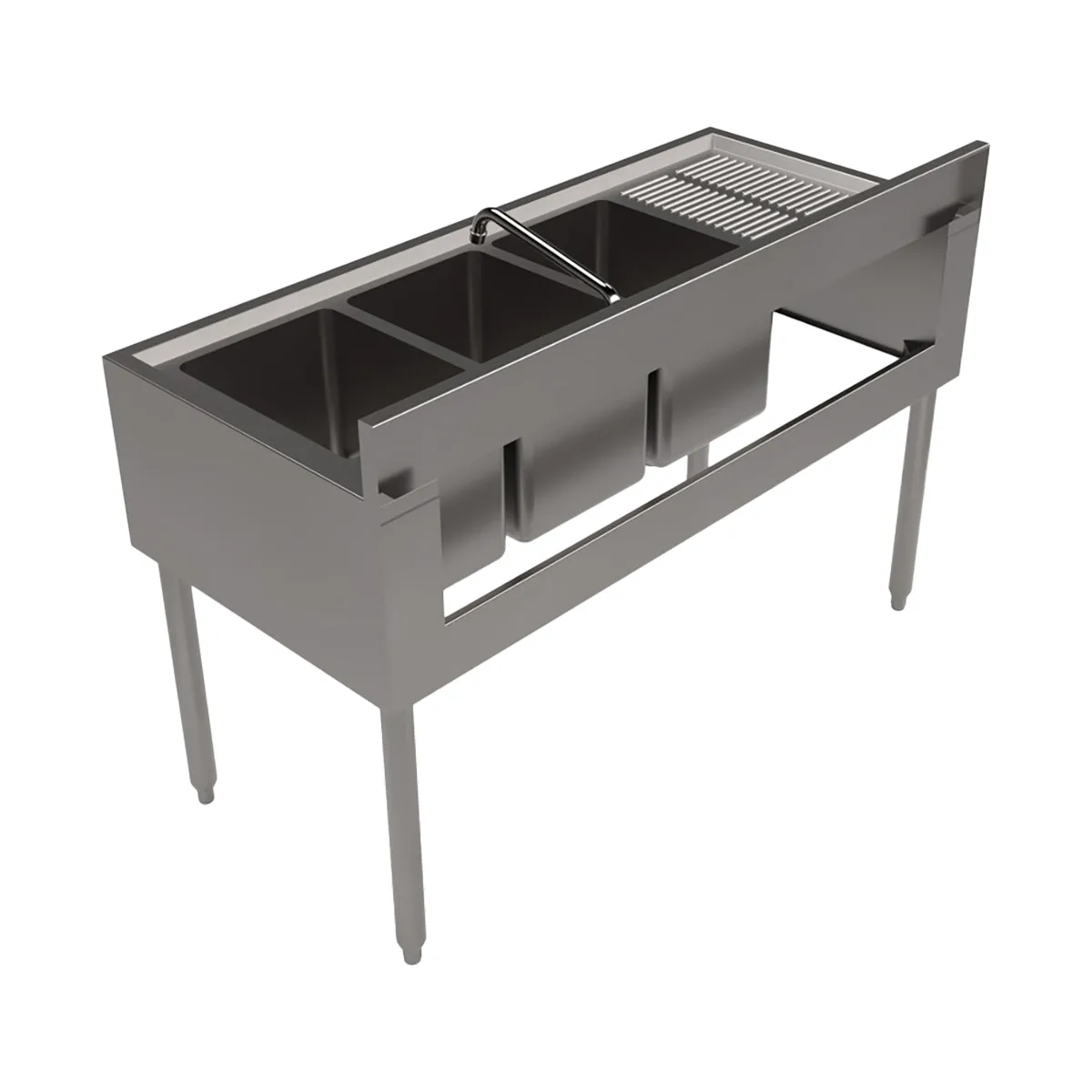 BK Resources UB4-21-348LS 48" Underbar Sink Units, 3 Compartment with Left Drainboard