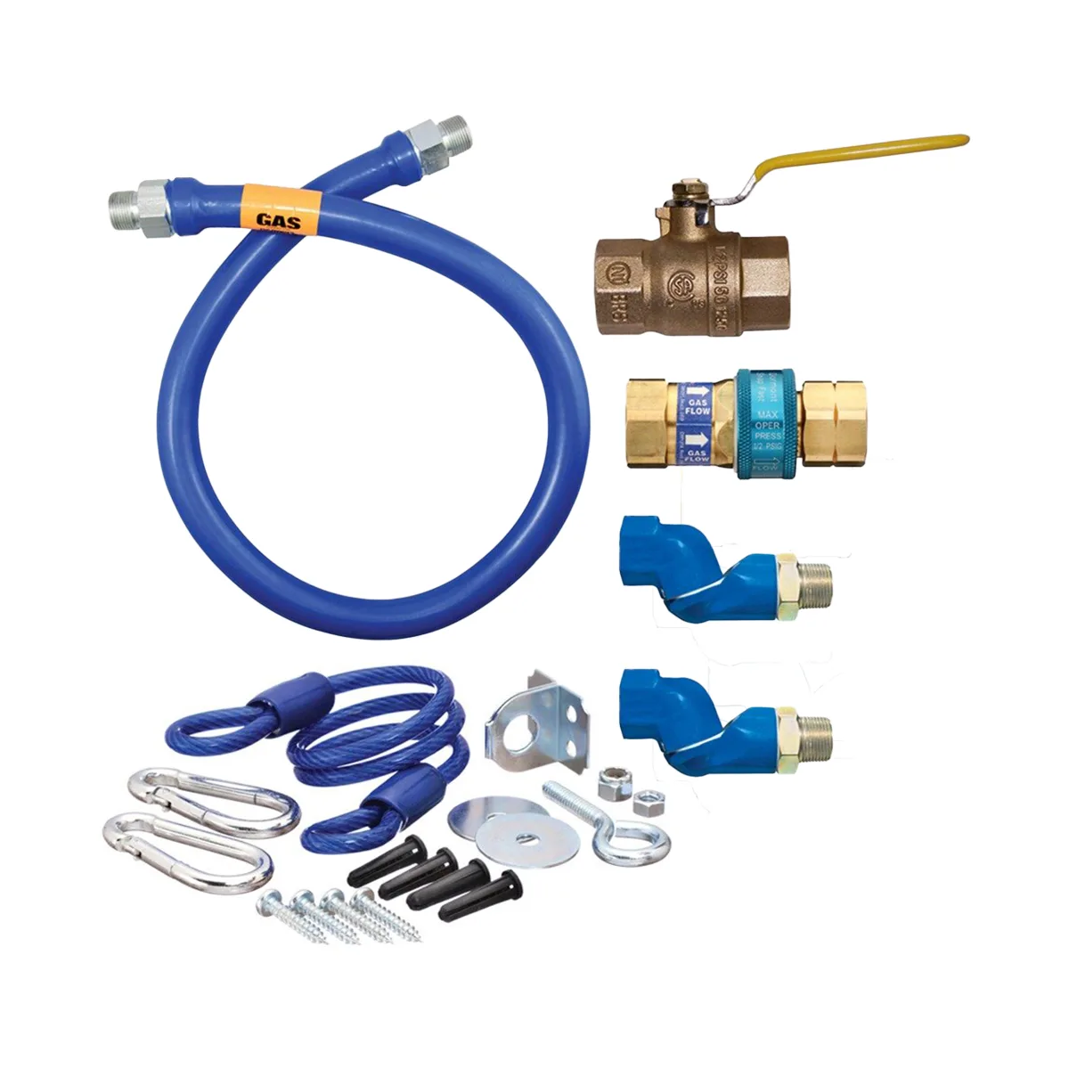 Dormont 1650KIT2S36 Deluxe SnapFast 36" Gas Connector Kit, Two Swivels, Restraining Cable, 1/2" Dia