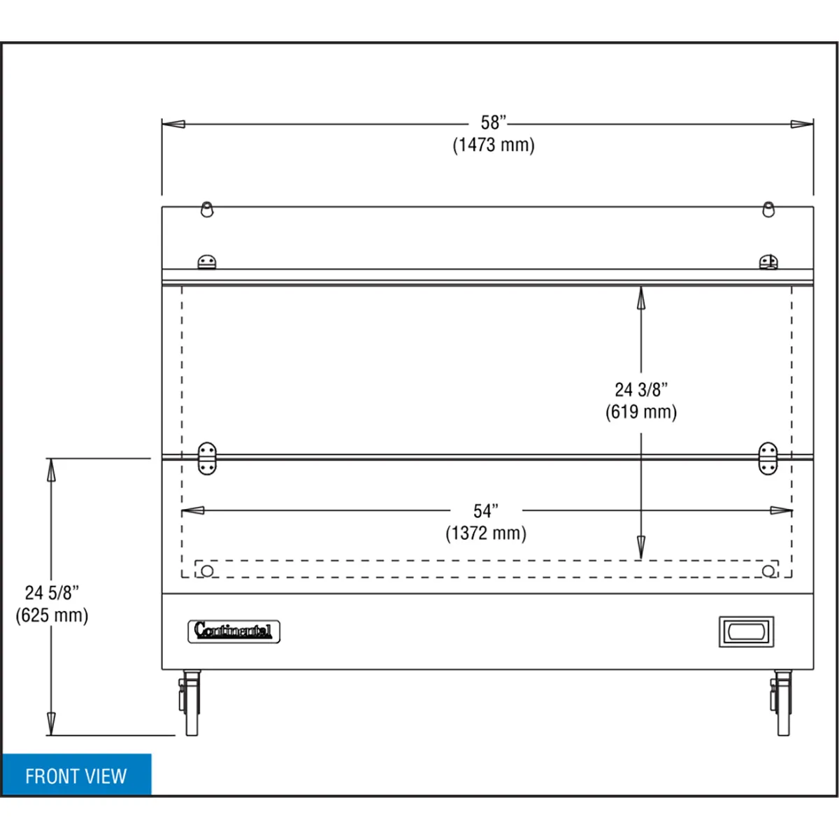 Continental Refrigerator MC5ND 58" Dual Sided Milk Cooler, Forced Air, 16 Crates Capacity