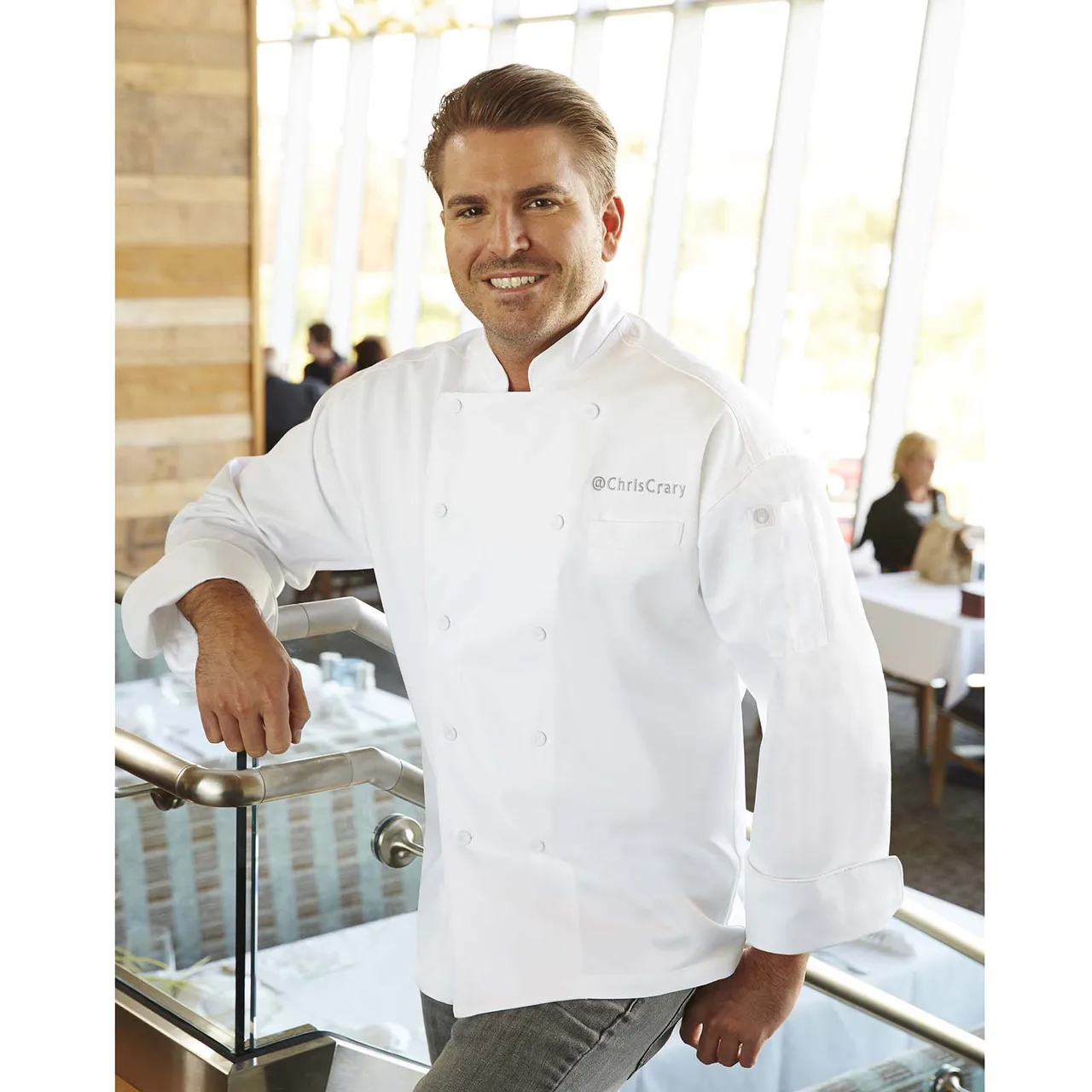Chef Works EWCC-WHT-40 - Chef Coat, Long Sleeve, French Cuffs, White 65/35 Poly‑Cotton, Size 40