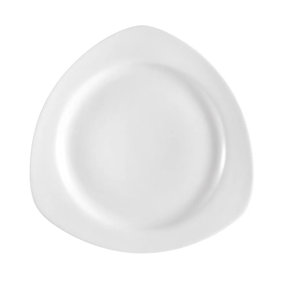 CAC China CPT-3 Pasta Bowl, 12oz, 9" L x 9" W x 1" H, Triangular Porcelain White - Dozen