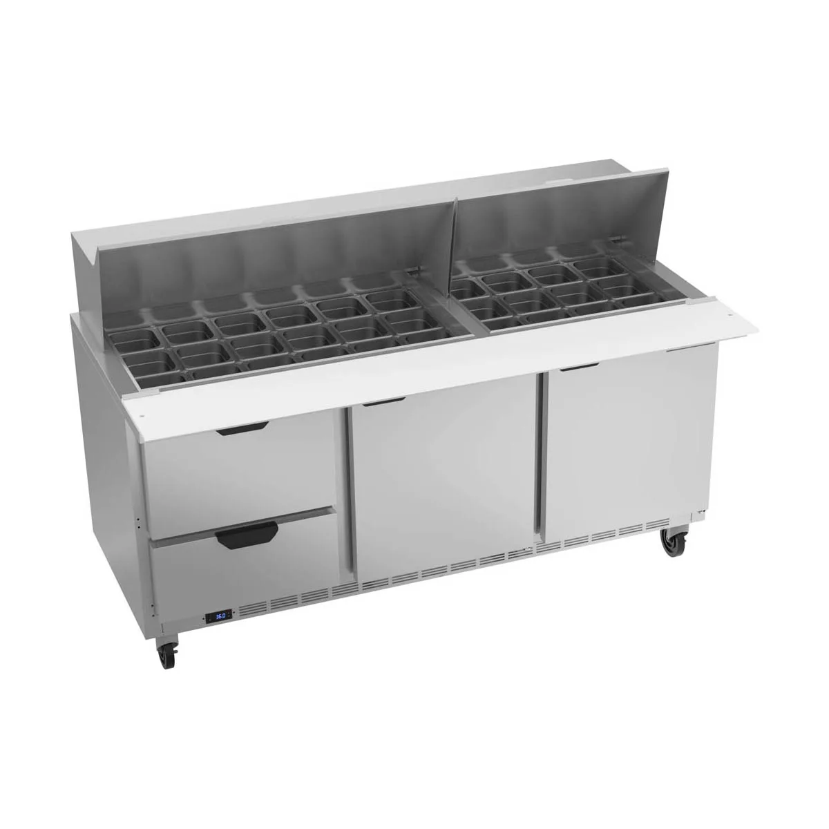Beverage Air SPED72HC-30M-2 72" Mega Top Sandwich/Salad Prep Table w/ 2 Drawers and 2 Doors, 30 pans