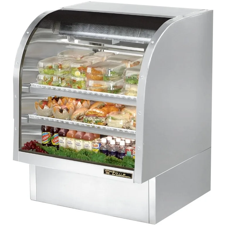True TCGG-36-S-HC-LD 36" Curved Refrigerated Deli Display Case