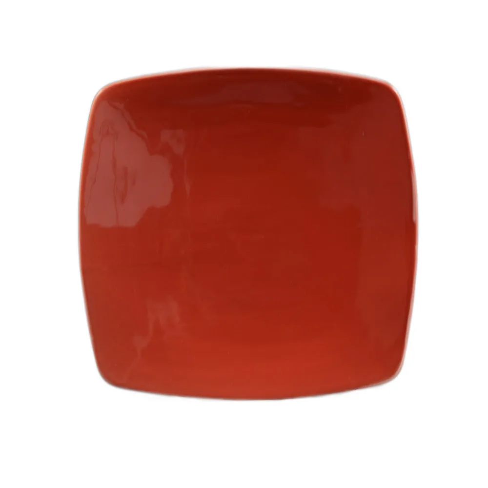 CAC China R-FS8-R Clinton Square Red China Plate, 8-7/8"x8-7/8"x3/4", Stoneware, Dishwasher Safe, 1 Dozen