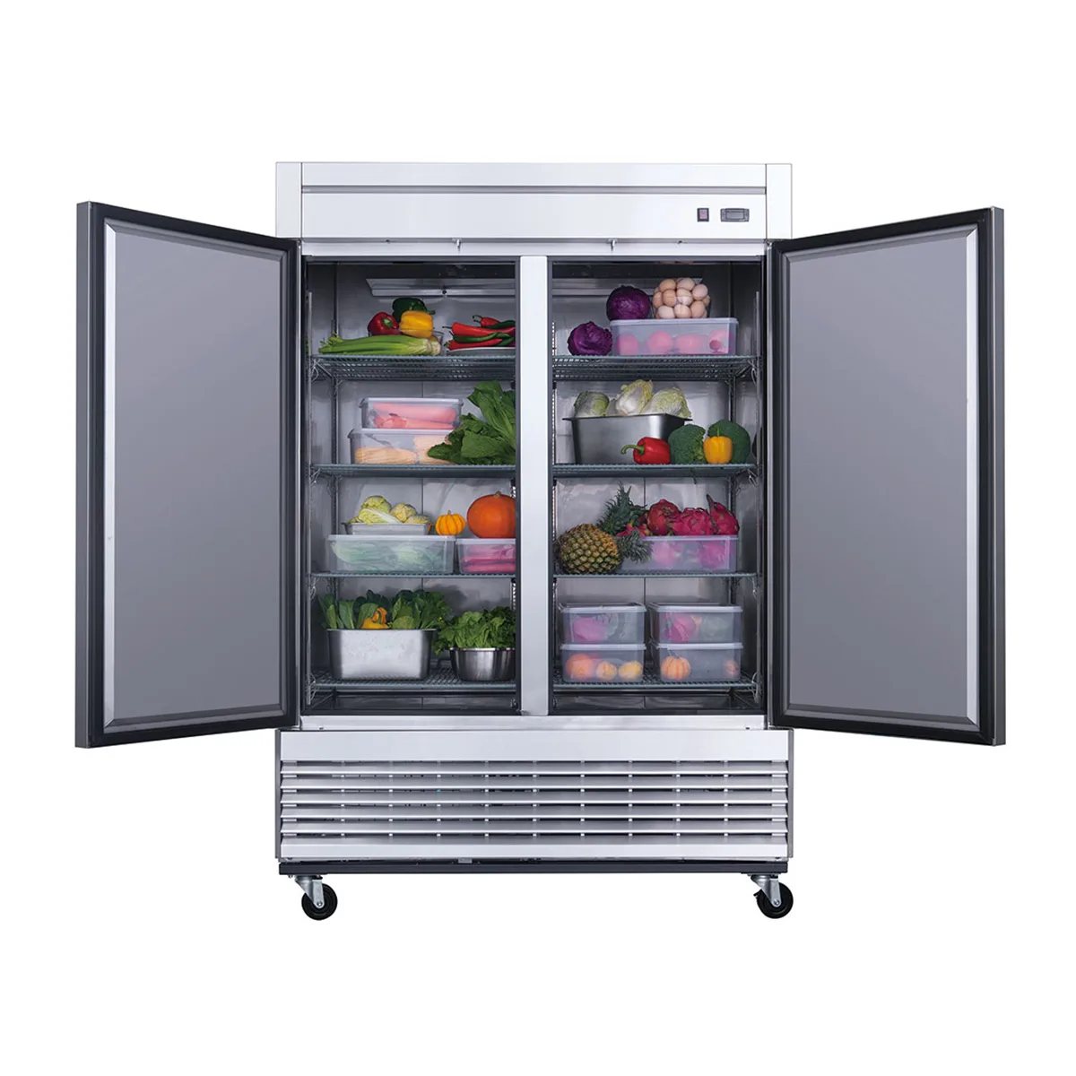Dukers Appliance Co D55R 55" 2-Solid Door Reach-In Refrigerator, Bottom Mount, 40.74 cu. ft.