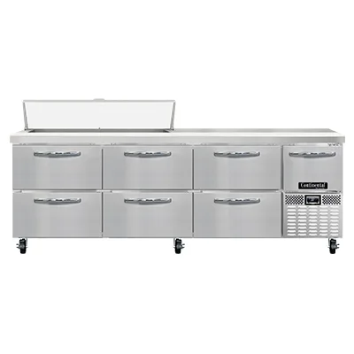 Continental Refrigerator RA93N12-D 93" Sandwich / Salad Prep Table w/ 6 Drawers & 1 Door, 12 Pans