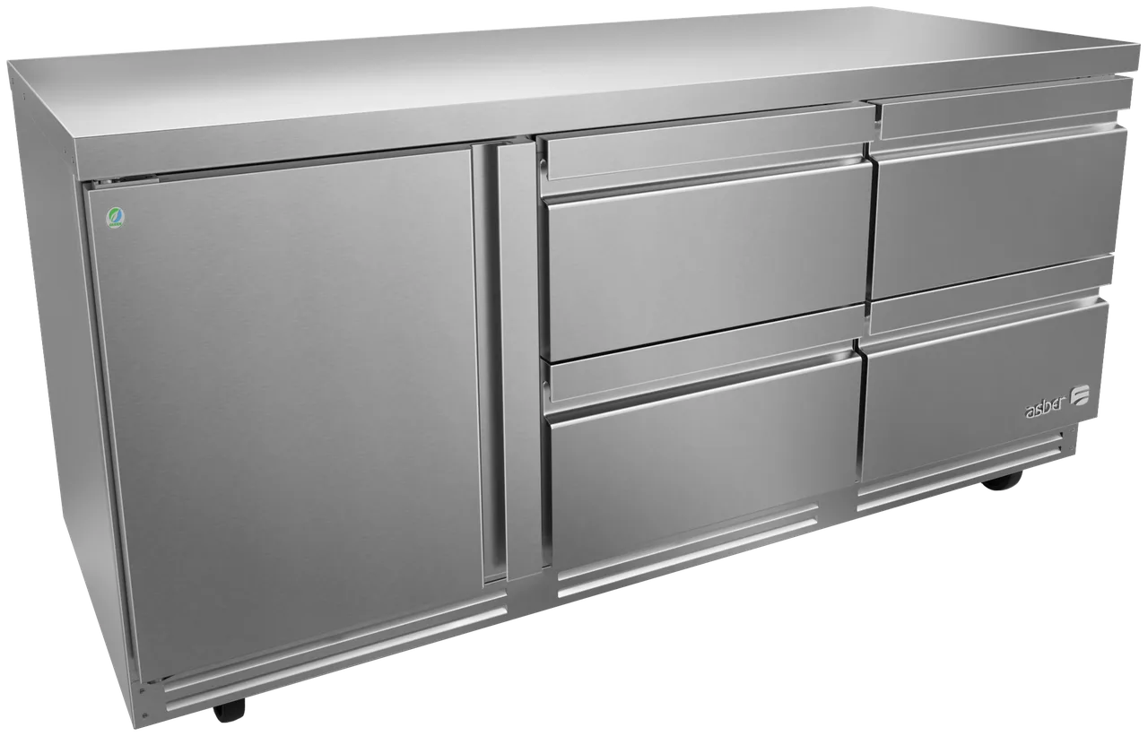 Asber AUTR 72 D4 P 72" 4-Drawer Undercounter Refrigerator, Stainless, Front Breathing, 25.4 cu. ft.
