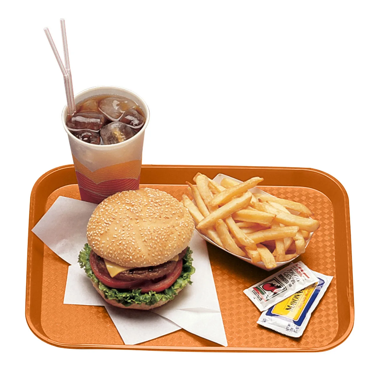 Cambro 1216FF166 Fast Food Tray, 12" x 16" Polypropylene, Orange, NSF, Dishwasher Safe, Made in USA