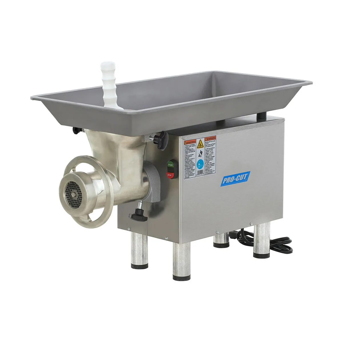 Pro-Cut KG-22W-XP Bench Electric Meat Grinder, #22 Hub, 2 HP, 220V, 1800 lb/hr, Stainless Body, Cast Iron, Safety Guard