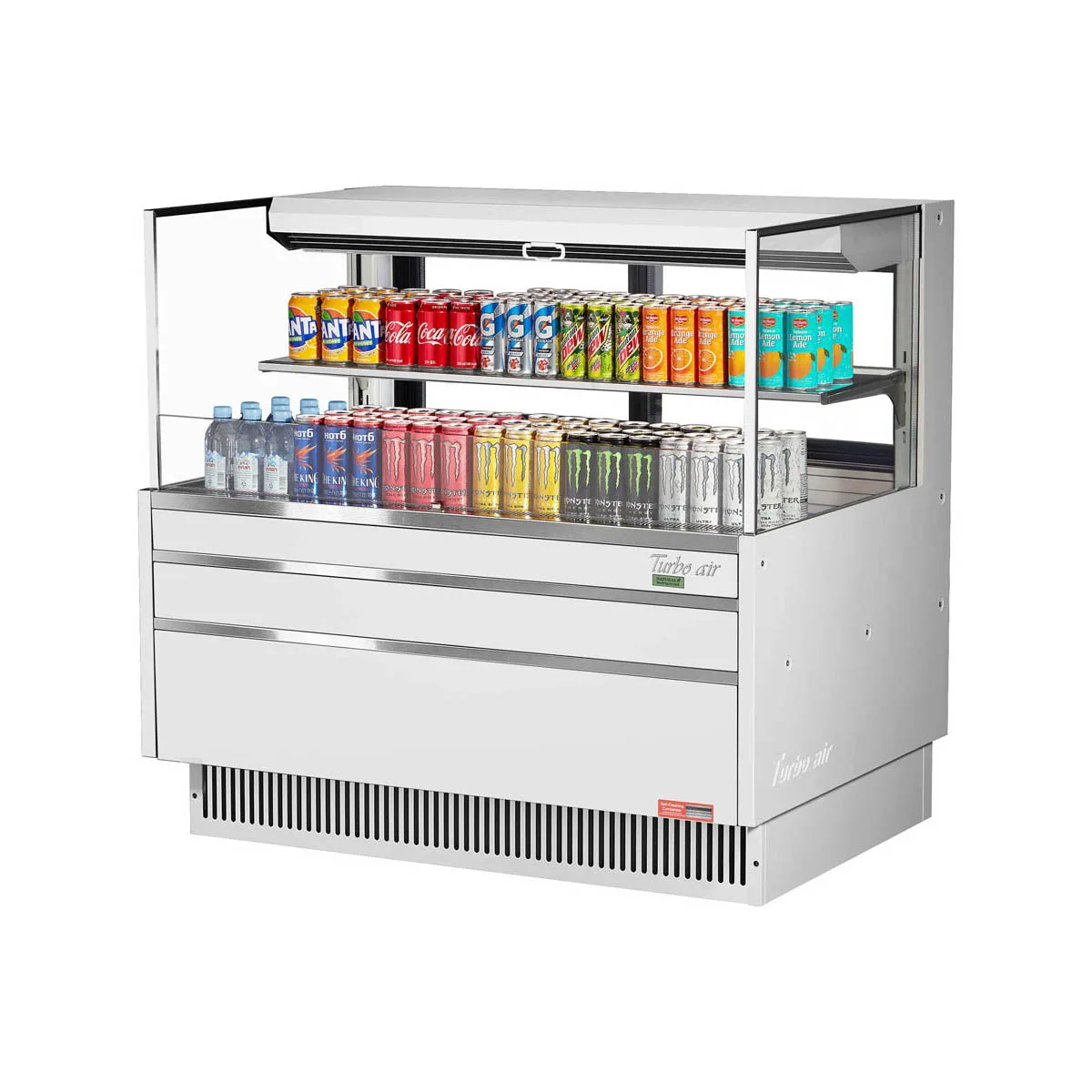 Turbo Air TOM-48L-UFD-W(B)-2S-N 46" Horizontal Open Air Merchandiser, Specify Exterior, Self-Contained