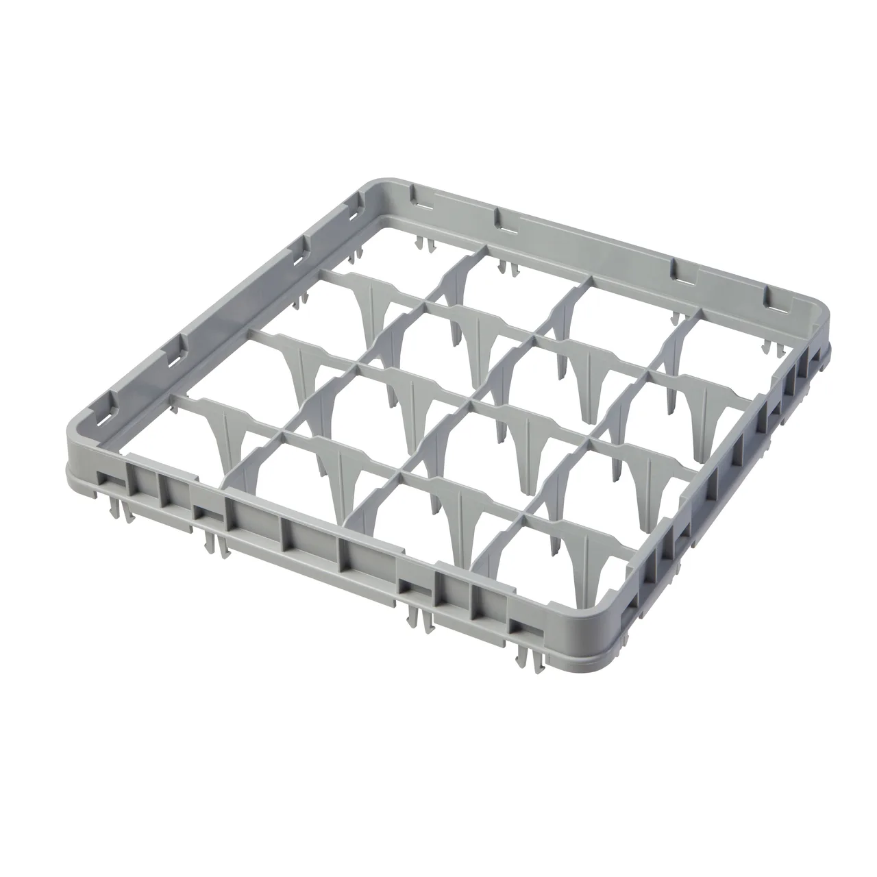Cambro 16E1151 Full Size Dish Rack Extender, 16 Compartments, Soft Gray, 19-5/8" x 19-5/8" x 2"