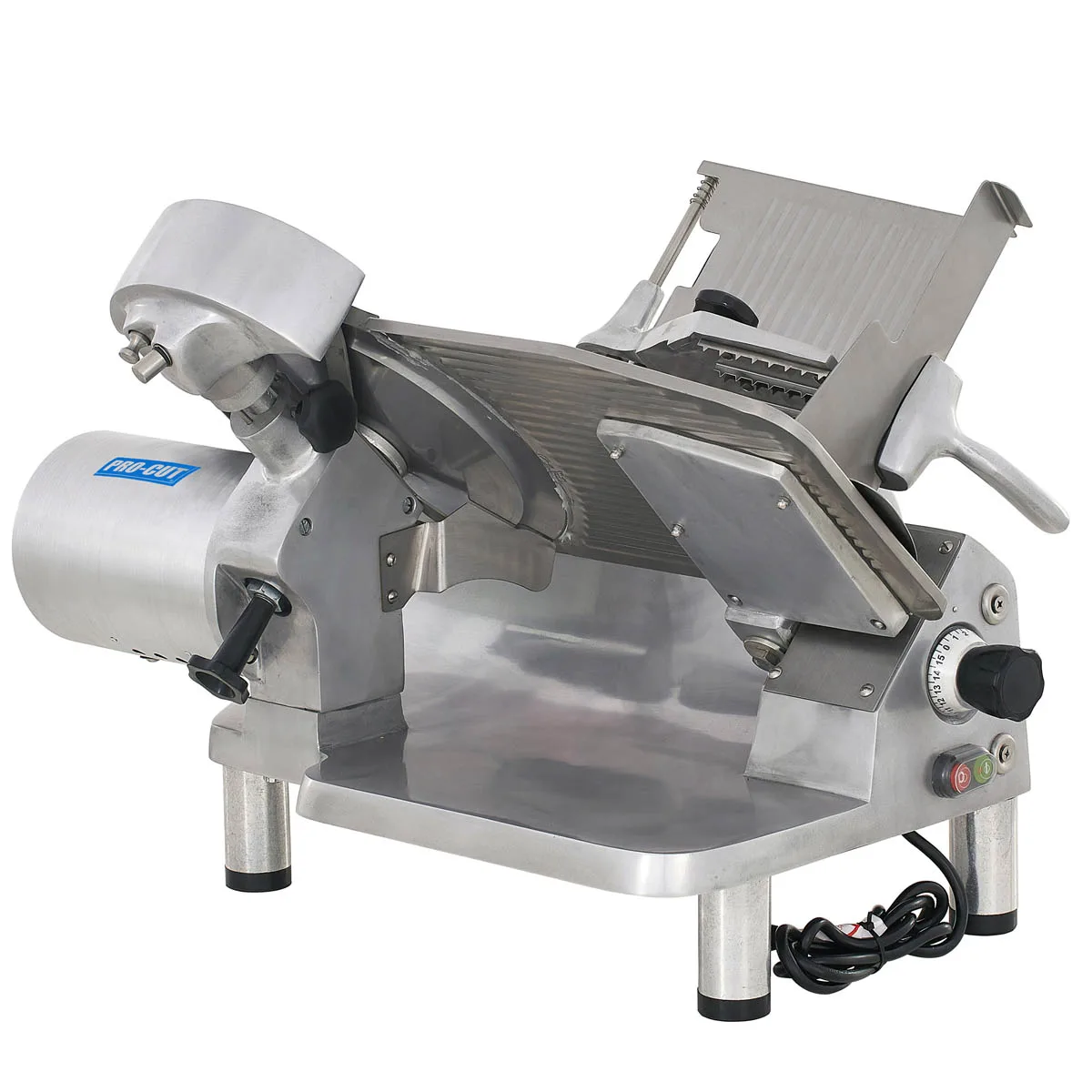 Pro-Cut KMS-13 - Manual 45° Gravity Feed Meat Slicer, 13" German Stainless Steel Blade, 1/3 HP 250W 115V, Aluminum Body, Built‑in Sharpener