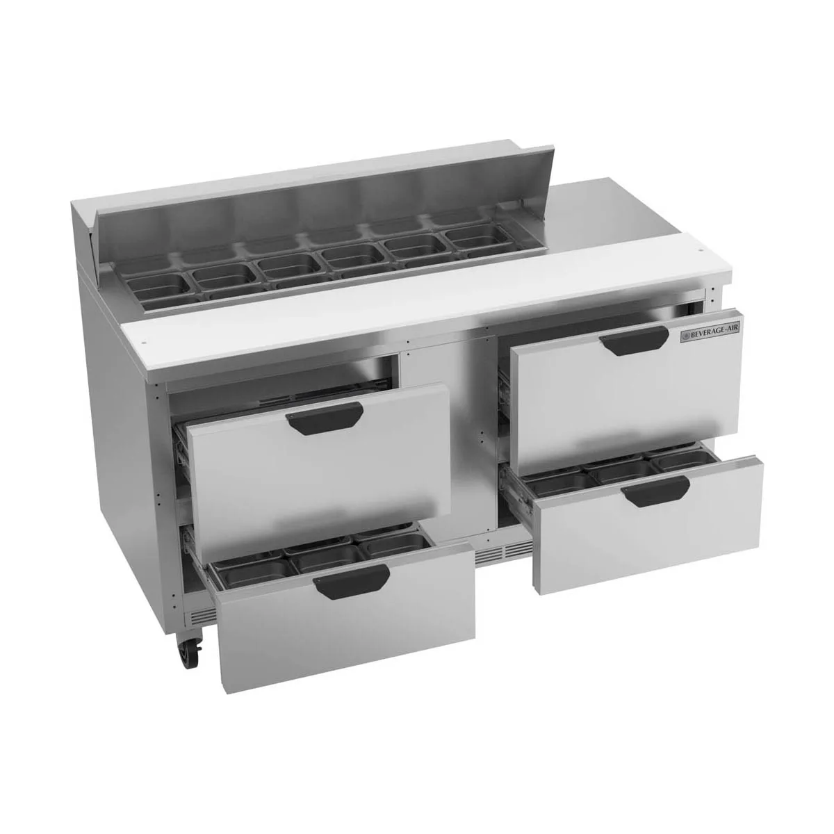 Beverage Air SPED60HC-12-4 60" Two Section Sandwich/Salad Prep Table w/ 4 Drawers, 12 Pans