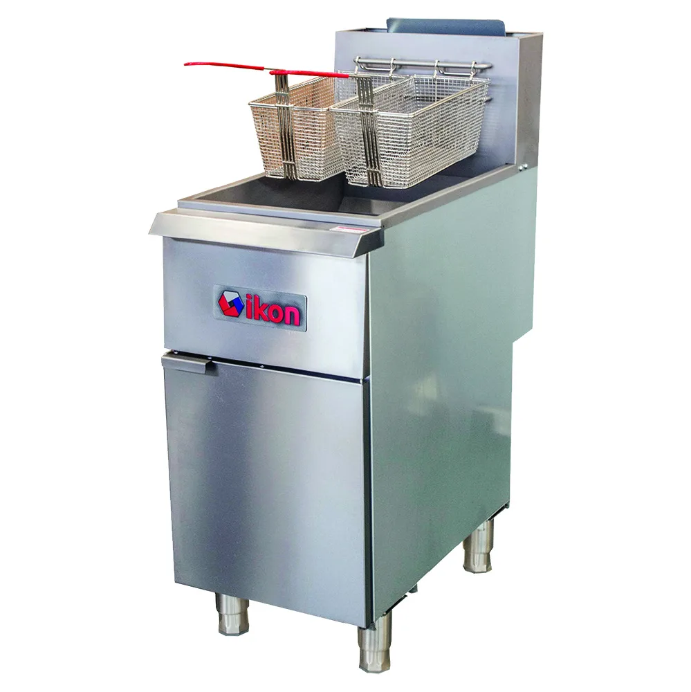 IKON IGF-40/50-NG 15" Natural Gas Freestanding Full Pot Fryer w/ Millivolt Thermostat, 55 lbs Capacity