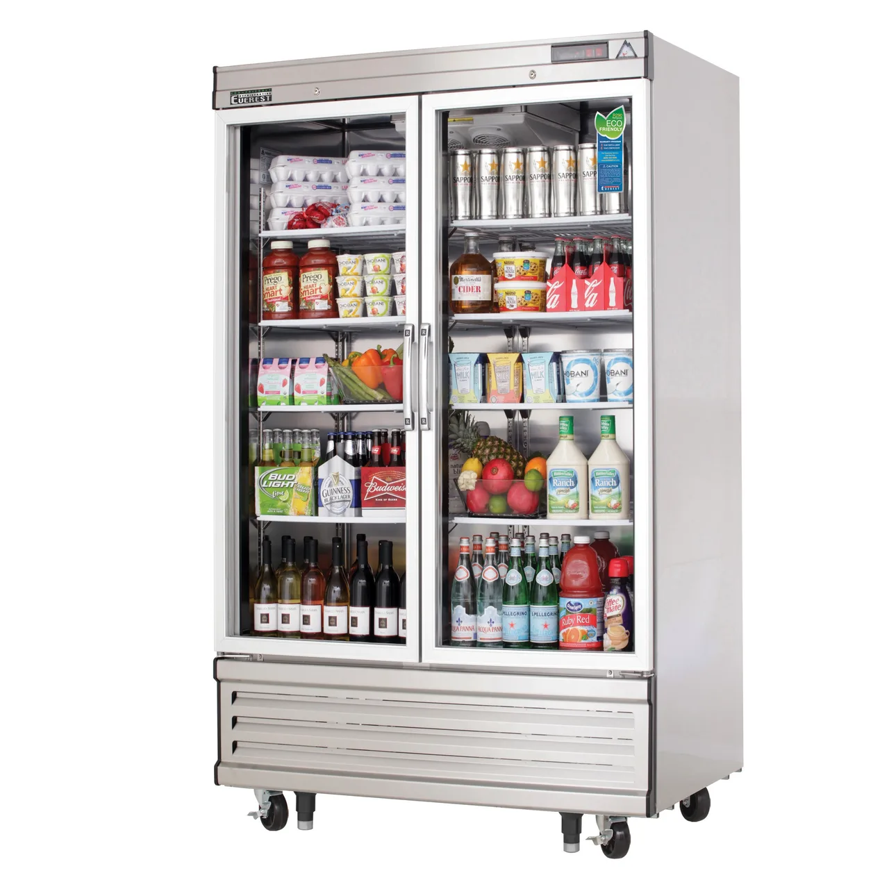 Everest EBGNR2 39" 2-Section Reach-In Refrigerator w/ 2 Glass Full Doors, Bottom Mount, Stainless Steel, 33 cu. ft.